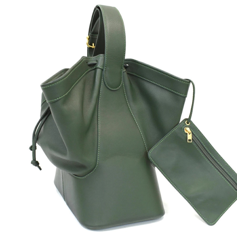 Loewe Drawstring Crossbody Bag Leather Green